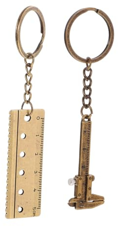 VANZACK Llavero de Metal Dorado y Compaco y Ligero de Calibre Vernier Colgante de Regla, Pack de 2 Piezas Adecuado para Mochilas y Uso Diario para Mochilas Uso Diario