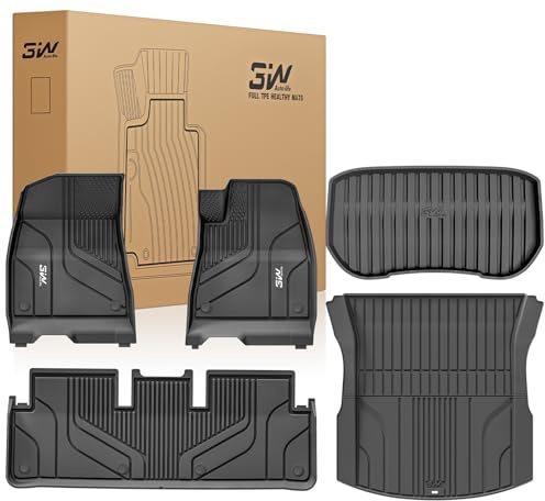 3W Floor Mats & Boot Liners 5PCS Fit for Tesla Model 3 2024-2026 Highland, Odorless Dog Friendly All Weather Thorex™ Premium Boot Mat, Waterproof Easy Clean Heavy Duty Trunk Mat Tesla 3 Accessories