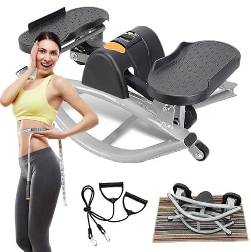 HSXMY U-Shaped Rock Stepper Machine for Home Workout,Side-to-Side Lateral Rocking Fitness Stepper with Digital Monitor/Resistance Bands,Low-Impact Compact Side Stepper for Full Body Fitness