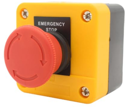 PintoHardware Pulsante di arresto di emergenza con scatola fungo rossa 22 mm IP65 interruttore di sicurezza industriale 660 V 10 A blocco a rotazione, montaggio su superficie, per macchine, officine