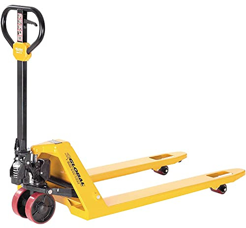 Global Industrial Industrial Duty Narrow Pallet Jack with 21 W x 36 L Forks, 5500 lb. Capacity, Manual Pallet Truck for Warehouse, Manufacturing and Retail