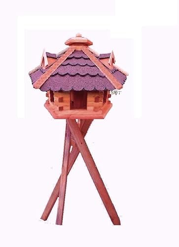 XXL Vogelhaus/Nistkasten,Vogelhäuser : Ergänzung zum Nistkasten, für Vögel Amsel Amseln Meise Meisen Star Stare Meisennistkasten Vogel,Vogelfutterhaus und Vogelvilla, Futterhaus, Futterhäuschen,große Größen auch mit Ständer und Silo, große Vogelvilla Holz ROT /mit Ständer rote Bitumschindeln NEU