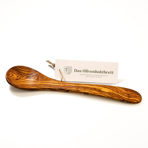 DAS OLIVENHOLZBRETT®Servierlöffel/Rührlöffel/Kochlöffel/Holzlöffel/25cm | klassischer Löffel aus Olivenholz/hochwerig und langlebig/Küchenhelfer aus Holz/Holzlöffel