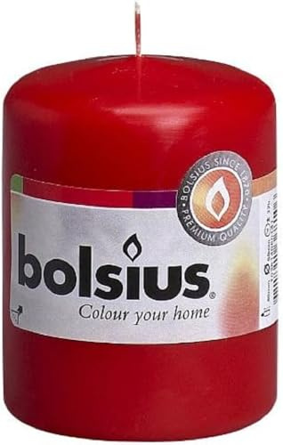 Bolsius Velas lisas – Rojo – 10 unidades – 8 cm – Velas decorativas para el hogar – Duración de combustión 17 horas – sin perfume – Cera vegetal natural