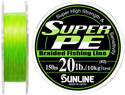 Sunline DYNEEMA Super PE 20 lb, 0,235 mm, 150 m, 10 kg, Farbe: Grün, hergestellt in Japan