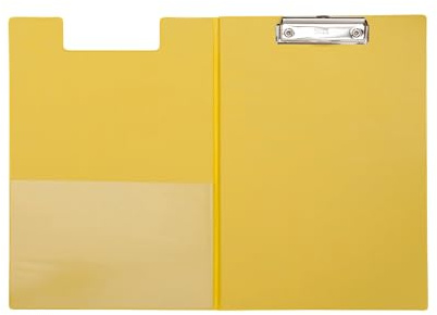 MAUL Schreibmappe A4 | Mappe aus Pappe mit Folienüberzug zum Zuklappen | Dokumentenmappe A4 mit Fach für Papier | Praktische Dokumententasche zum Aufhängen | Aktenmappe für Büro | Gelb