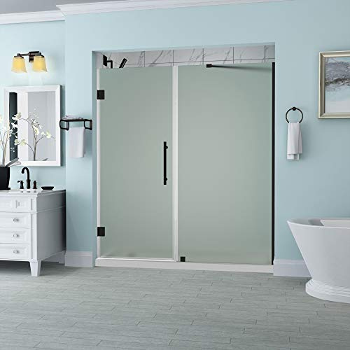 Aston SDR965F-ORB-5925-10 Belmore 58.25 to 59.25 x 72 Frameless Hinged Alcove Shower Door in Frosted Glass, Oil Rubbed Bronze