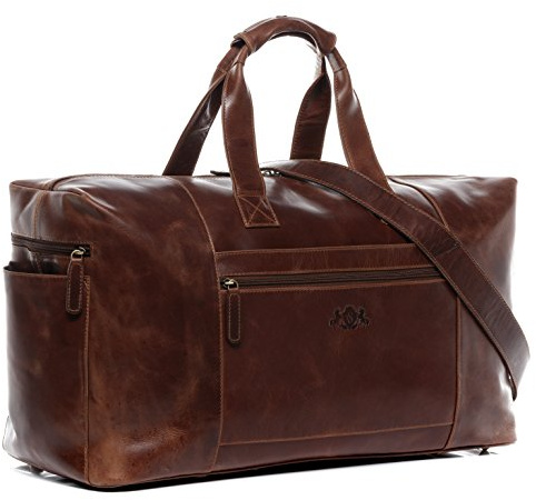 SID & VAIN große XL Reisetasche echt Leder - Sporttasche groß Bristol XL - Weekender Handgepäck mit Schultergurt - Ledertasche Herren und Damen braun handgefertigt | Echtes Glattleder · Großes Hauptfach · Verstellbarer Schultergurt · Handgepäck-Format · Robuster Reißverschluss