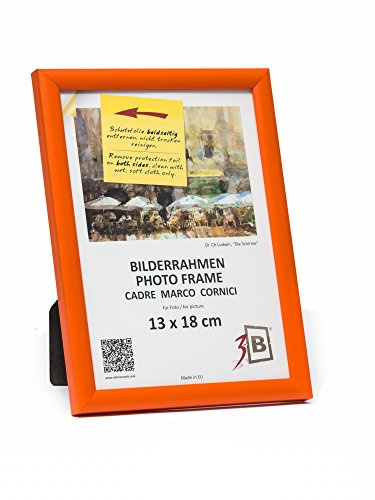 3-B Bilderrahmen ULM 13x18 cm - orange - Holzrahmen, Fotorahmen, Portraitrahmen mit Acrylglas