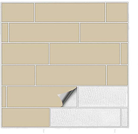 Kiwistar Fliesenaufkleber Beige Seidenmatt - 3 x 15 cm - 25 Stück - Klebefliesen zum Überkleben von Wandfliesen - Fliesensticker für Küche Bad Fliesenmuster - selbstklebend und wasserfest