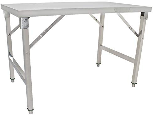 Beeketal 'BA120-70K' Edelstahl Küchen Arbeitstisch klappbar mit 140 kg Tragkraft und justierbaren Stellfüßen, Abmessung Klapptisch aufgebaut (L/B/H): ca. 1200 x 690 x 800 mm