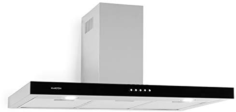 KLARSTEIN Darya - Cappa Aspirante, Cappa a Parete, Classe A, 90 cm, Scarico: 310 m³/h, 2 Filtri Antigrasso in Alluminio, 66dB, Acciaio Inox, possibile Ricircolo, Frontale Vetro Acrilico Nero, Argento