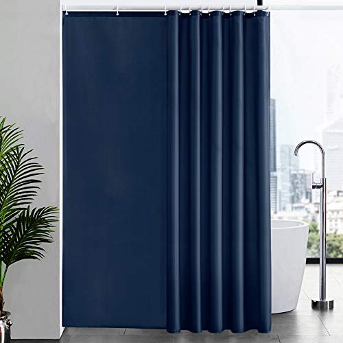 Duschvorhang Überlänge Anti-schimmel im Badezimmer Textiler Vorhang für Badewanne,Vorhänge aus Polyester Stoff Dunkelblau mit 12 Haken Waschbar Extra lang Blickdicht 200x240cm. | Wasserdicht Textil Polyester Stoff Badvorhang Mit Gewicht Unten für Badewanne Hochwertig Meer mit 12 Duschringen.