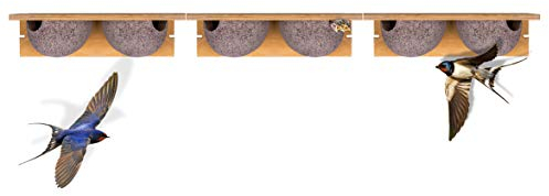 BigDean 3 Stück Schwalbennistkasten Doppelnest Schwalbennest Mehlschwalbennest Nistkasten Nisthilfe Schwalben Holzbeton