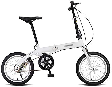 JHNEA Fahrrad Klappfahrrad, mit Komfortsattel 16 Zoll Faltrad Klapprad Kohlenstoffstahlrahmen Campingrad Citybike,White