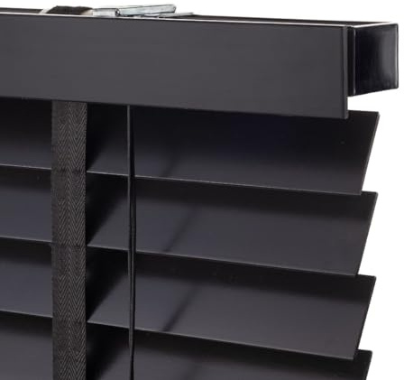 Holz Jalousie 50 mm - Schwarz - 40 cm x 175 cm (BxH) - Jalousie für Fenster und Tür - Jalousie aus Holz - Erhältlich in Breiten von 50 cm bis 160 cm - Innenjalousie