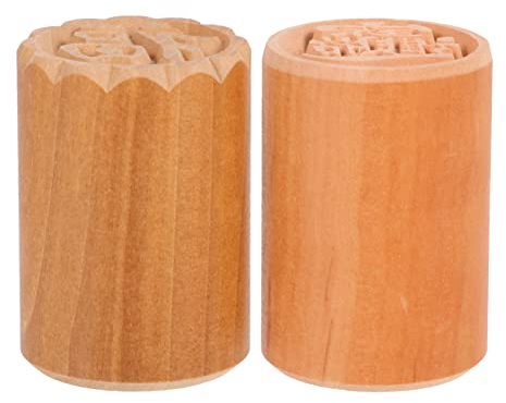 Cabilock 2 Stücke Mondkuchen Holzstempel Holz Ton Keramik Stempel Holzstempel Keksstempel Plätzchen Stempel Gebäckstempel Tonstempel für DIY Teigwaren Backen Dessert Mondkuchen Handwerk Basteln
