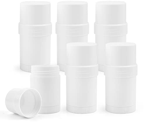 6 Pcs 30ml/1oz Empty Deodorant Containers Twist-Up Stick Tube Round Deodorant Holder for Heel Balm Lotion Bar Crayon Chapstick Homemade Lipstick - White