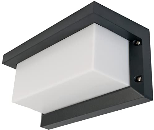 Grafner Aluminium Wandlampe anthrazit, IP44, E27 Fassung, ideal für smarte LED-Leuchtmittel, pulverbeschichtet, Wandleuchte eckig Wand Lampe Außen Außenwandleuchte 1 flammig spritzwassergeschützt