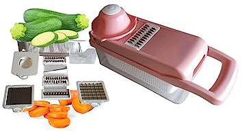 Célibstore-gemüsehobel edelstahl-Küchenhandy 12 in 1-Gemüseschneider-mandoline gemüsehobel-Gemüseraspel-Wechselklingen Zum Schneiden Schneiden Raspeln Obst Gemüse Pommes frites Schneiden (Rose)