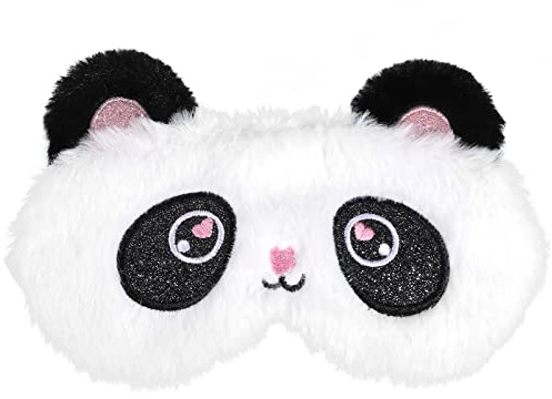 Maschera per Dormire Animale, 3D Maschere da Sonno in Peluche Soffice Morbido, Benda Occhi per Dormire Peluche dei Cartoni Panda Simpatico per Bambini Adulti pisolino (19 × 13 cm)
