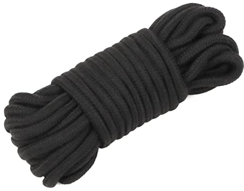 Cordoncino in Cotone 8mm X 10m, Cotone Naturale Macramè, Morbido Cordoncino in Cotone, per Decorazioni Tende, Borse e Pantaloni, Maglieria Fai Da Te, Corda per Animali Domestici (Nero)