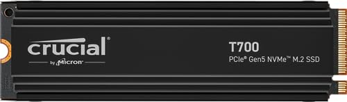 Crucial T700 4TB SSD PCIe Gen5 NVMe M.2 Interne SSD mit Premium-Kühlkörper, bis zu 12.400MB/s, Microsoft DirectStorage, PCIe 4.0 abwärtskompatibel, Solid State Drive - CT4000T700SSD5