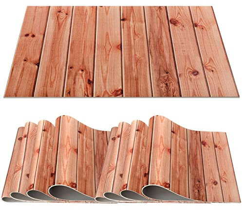 Lot de 8 Sets de Table Lavables en PVC Antidérapants - Sous Assiette de Table, Dessous d'Assiette - Résistant à la Chaleur - Décoration pour l'Intérieur et l'Extérieur - 30 x 45 cm - Bois Marron