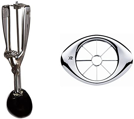 WMF Gourmet Eisportionierer 21 x 5,5 cm & Gourmet Apfelschneider Edelstahl 9 cm, Birnenschneider, Apfelteiler, Obstteiler, Cromargan Edelstahl, Obstschneider ideal für Äpfel und Birnen