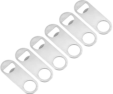 QUARKZMAN Acero Inoxidable Plano Abrebotellas 6uds, Abrebotellas Cerveza con Mango Revestido 3,46 Largo Adecuado para Cocina Restaurante Fiesta Suministros, Plata