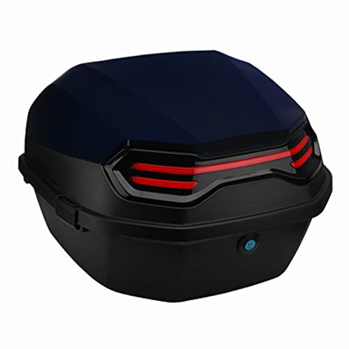 JUNNIU 30L Motorrad Tour Heckbox Roller Kofferraum Gepäck Top Case Schloss Aufbewahrungskoffer mit Rückenlehnenmontage/Blau Decoration