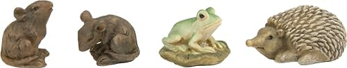 FADEDA 4X Garten Figuren - Tierset, Igel, Frosch und Mäuse aus Polyresin, handbemalt - Deko Tierset, Igel, Frosch und Mäuse Dekofiguren Garten Deko Gartenfiguren für außen, Höhe: 2,3 cm