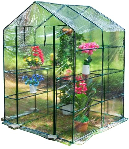 Establo para Tomates,Invernadero para Tomates De Primera Calidad, Invernadero De Película Resistente Al Invierno, Invernadero De Película Pequeño con Cubierta De PE Reforzada/Gancho De Tierra/Puerta
