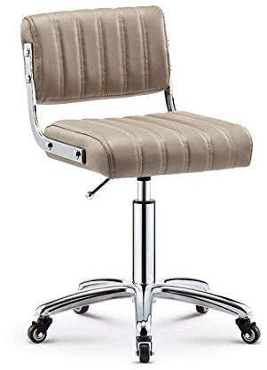 LXGJSQY Sattelhocker, rollbar, ergonomisch, drehbar auf Rädern, Nageltischhocker mit grauem Kunstledersitz, höhenverstellbar von 43–58 cm, Tragkraft 160 kg, Computer-Schreibtischhocker mit Rückenleh