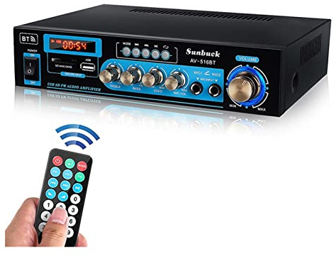 JOXLOVER Amplificatore Audio Stereo 2ch 2000W, Bluetooth 5.0, Telecomando, Radio FM, USB, SD, per Home Theater con Altoparlanti