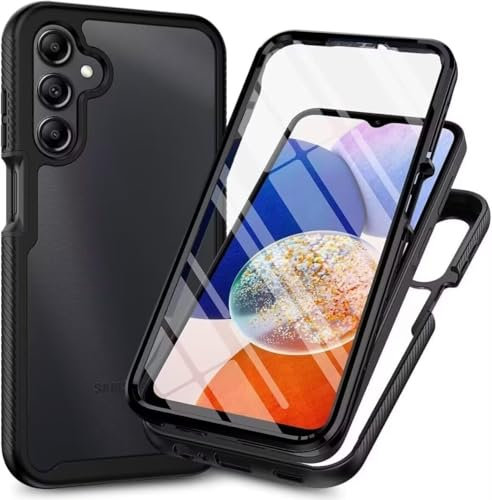 For Samsung Galaxy A16 Case with Built-in Screen Protector,Shockproof Transparent Clear Cover 360 ° Full Body Protective Rugged Bumper Slim Phone Case for Samsung Galaxy A16 4G/5G Black