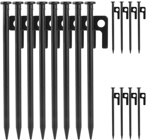 JMIATRY 16 Stück Zelt Heringe Stahl Erdnägel 20cm, Heringe Erdnägel Stabil, Erdanker Bodenanker für Outdoor Befestigung Zelt, Trampolinen, Zäunen und Anderen