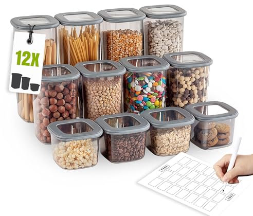 AXOY Home BPA Frei 12er Luftdichte Vorratsdosen Set mit Deckel Aufbewahrungsboxen Set für Küche,Kühlschrank Frischhaltedosen,Organizer Lebensmittel 4x1,75L/16x10x10cm,4x1,20L/12x8x8cm,4x0,55L/8x10x10