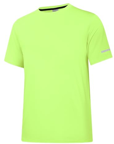 Holure Herren Rash Guard UPF 50+ Sonnenschutzkleidung Kurzarm-T-Shirts für Männer Leichte, schnell trocknende SPF UV Swim Surfing Tees Fluoreszierendes Gelb 06-XL