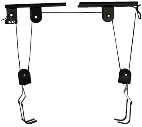 GCYEIDMA Kayak Hoist Set Bike Hoist for Garage Ceiling Mount Pulley System Bike Storage, Set Of Bike Hangers for Garage Storage