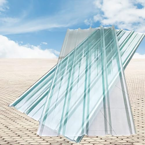 Fiberglass Daylighting Panels,2mm 6pcs Corrugated Roof Panel Sunshine Board, Anti-UV Transparent Rainproof Board, Impact Resistance Fiberglass,for Replacing Greenhouse, For Garage(Flat clear,35*51in/8