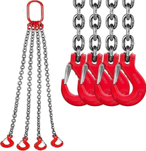 HGOuhK Hebekette Tragbare Krankette, langlebige Forstkette mit Aufhängung, geeignet for Hebearbeiten in Bergwerken und Stahlwerken Kettengehänge(200CM)