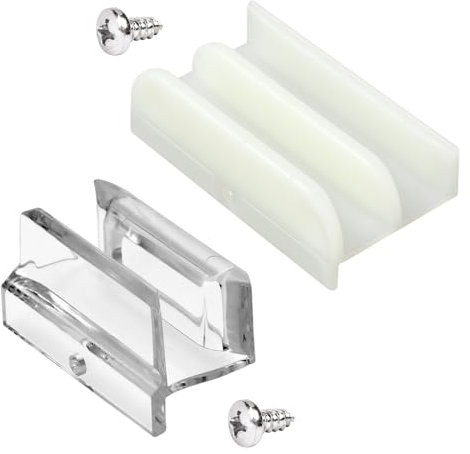 M6219 – Lot de guides de bas de porte de douche coulissantes – Rails en plastique durable pour portes de douche en verre – Installation facile et fonctionnement silencieux – Convient pour une
