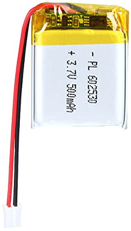 Batería LiPo 3,7V 500mAh 602530 con cable JST – Batería de polímero de litio recargable para altavoces Bluetooth, proyectos DIY y dispositivos electrónicos