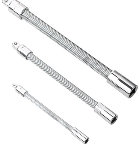 sifteng Universal Electric Wrench Socket, 3 Counts Bendable Flexible Shaft, Electric Wrench Sleeve Universal Extension Rod, 1/4,3/8, 1/2 Socket Wrenches Drive Head