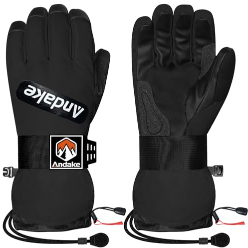 Andake Guantes de esquí de Invierno para Hombres, Mujeres y jóvenes, Guantes de Nieve Impermeables y aislados para Clima frío, Guantes de esquí Profesionales para esquí, Snowboard y Deportes de