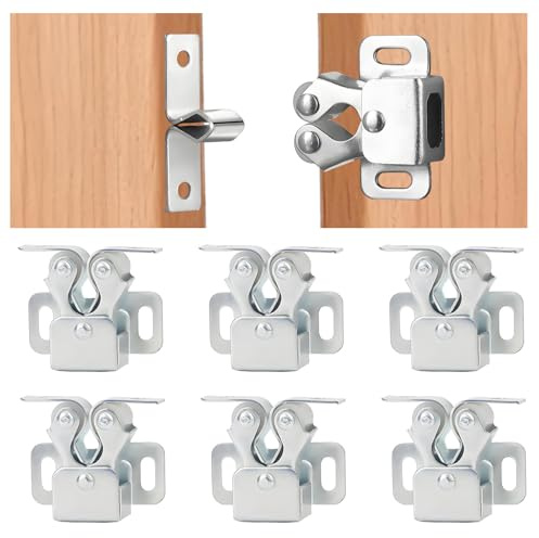 6 Stück Türschnapper,Schnappverschluss,Verriegelung Schranktüren Schranktür Tür Latch Fang Doppelrollen Türschlösser Türschnäpper für Schränk Schranktüren Kleiderschrank
