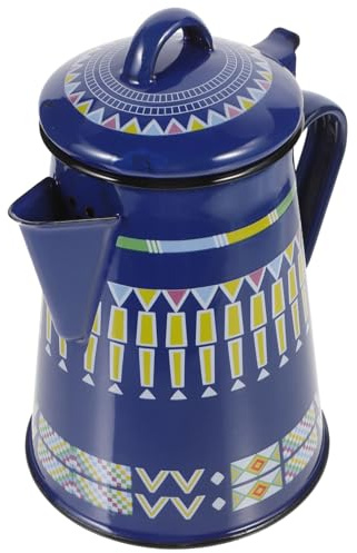TIDTALEO Enamel Coffee Pot and 1.2l Blue Sky Enamel Water Kettle Handle, Multi-function Stovetop Tea Pot for Kitchen and Campfire Use