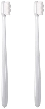 Handzahnbürste 2er-Sets Zahnbürste for Erwachsene Zahnbürste mit ultraweichen Borsten Nano-Zahnbürste for empfindliches Zahnfleisch Extra Zahnbürsten for empfindliche Zähne Bürste(2pcs white)