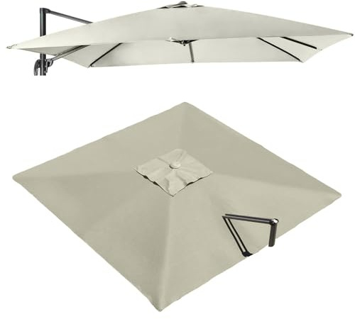 VLKLPZAHAK Housse De Rechange pour Parasol Déporté Carré De 250x250cm Tissu De Remplacement pour Parasol De Patio, Toile De Rechange pour Parasol De Marché Extérieur(Light Grey,3x3m (9.8x9.8ft))